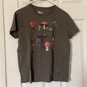 Target Doe Olive Green Mushroom Botanicals Graphic Tee